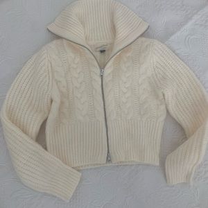 Universal Threads | Cream Colored Knit Sweater with double zipper | Size xs